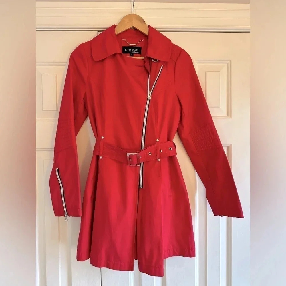 Black Rivet women’s Trench style Rain Coat, Spring Jacket. Size XS